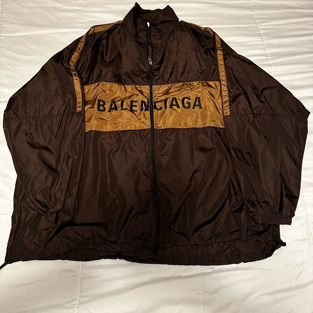 Balenciaga Oversized Logo Windbreaker in Brown, like new condition, Size 50